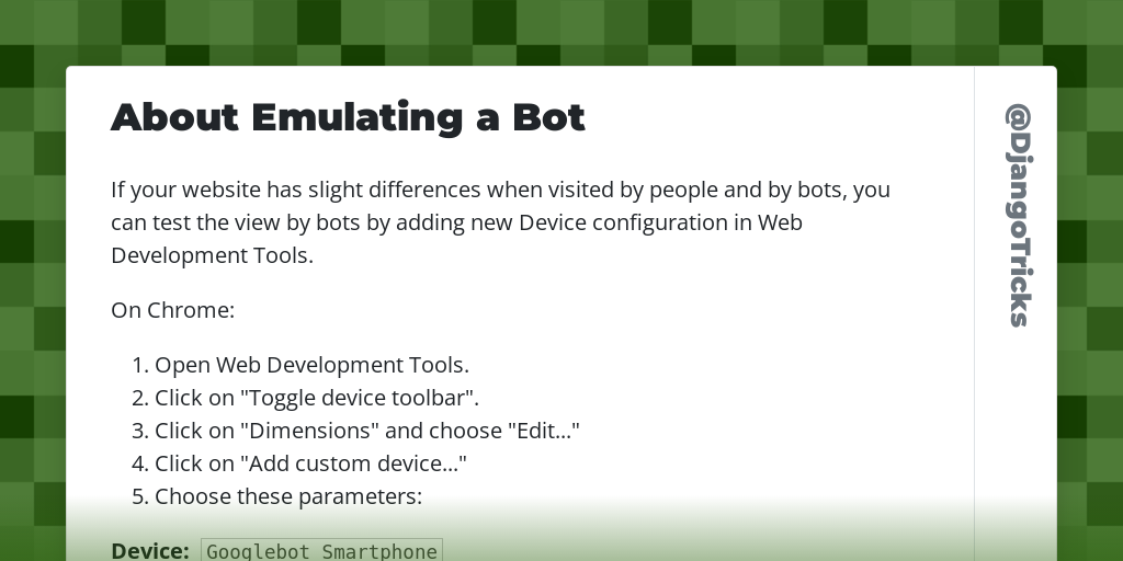 About Emulating a Bot