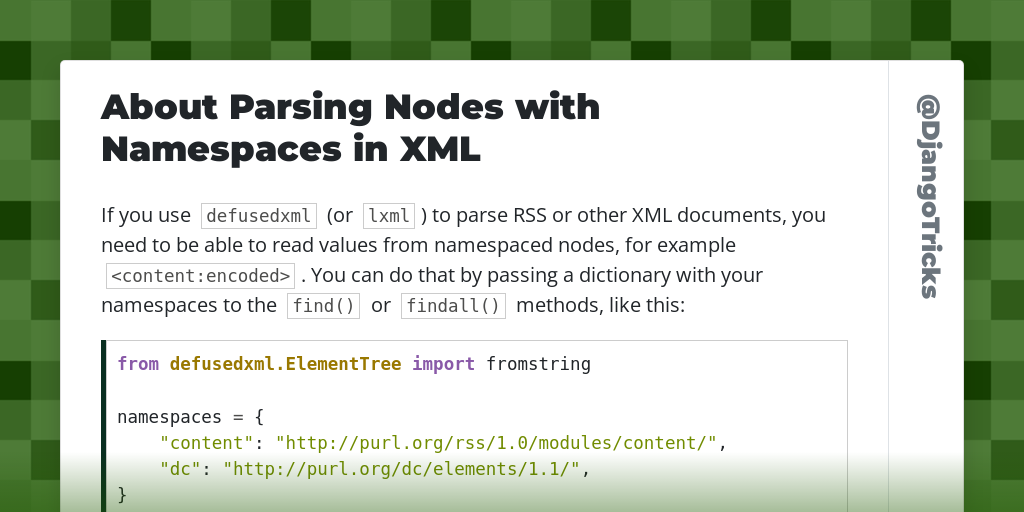  • About Parsing Nodes with Namespaces in XML