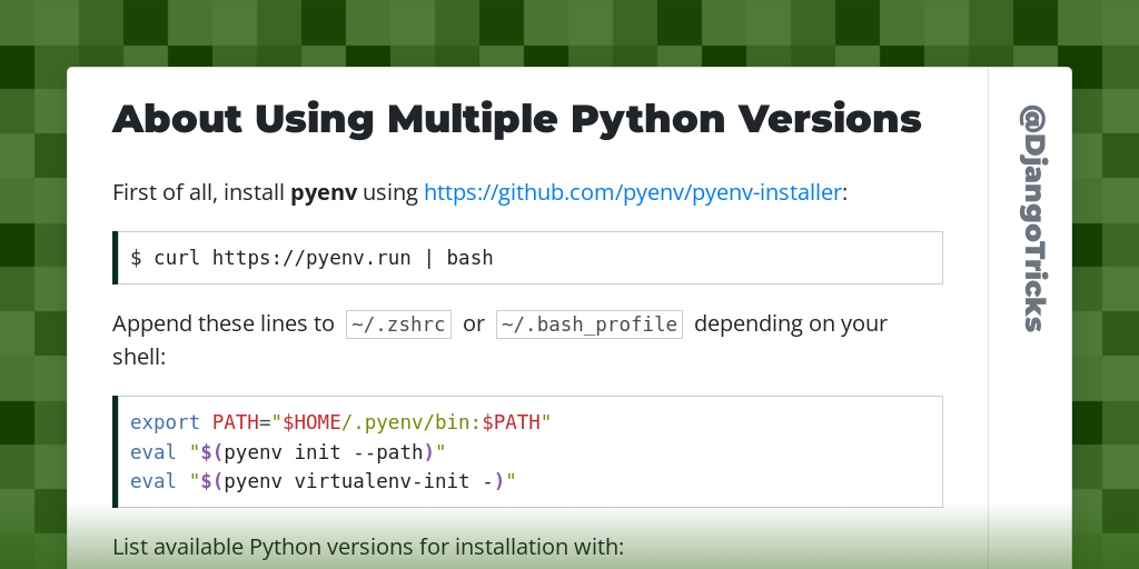 About Using Multiple Python Versions