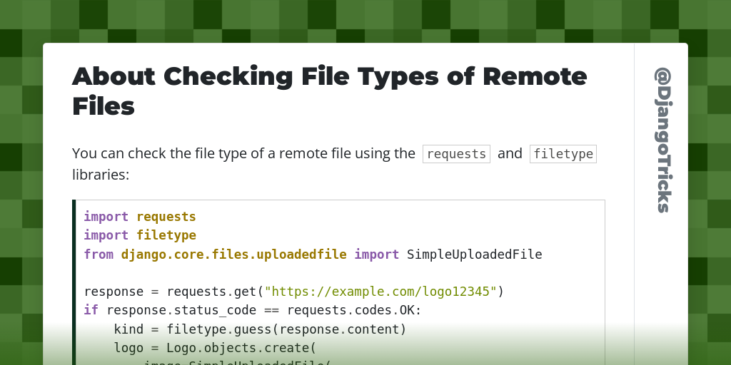  • About Checking File Types of Remote Files