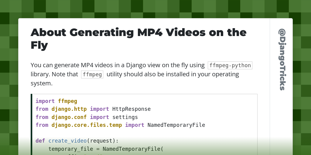 About Generating MP4 Videos on the Fly