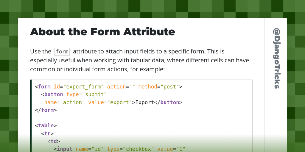 About the Form Attribute