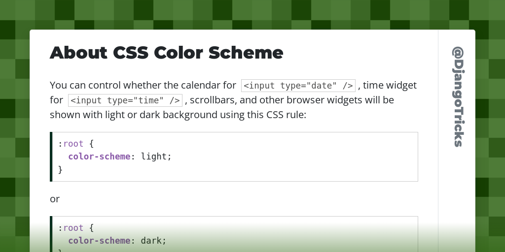 About CSS Color Scheme