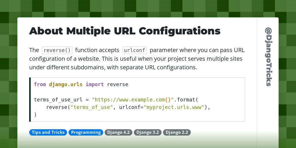 About Multiple URL Configurations