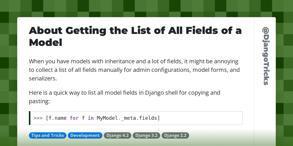  • About Getting the List of All Fields of a Model