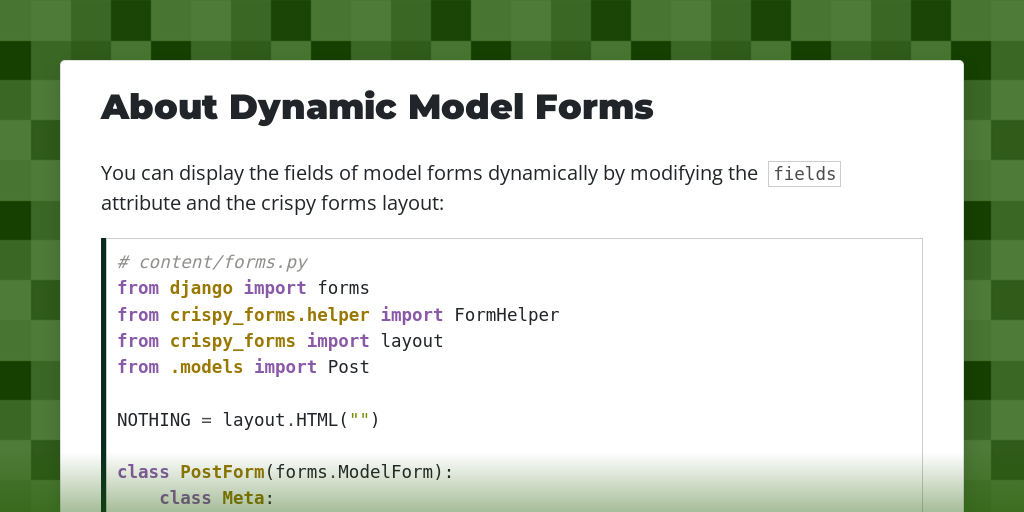 About Dynamic Model Forms