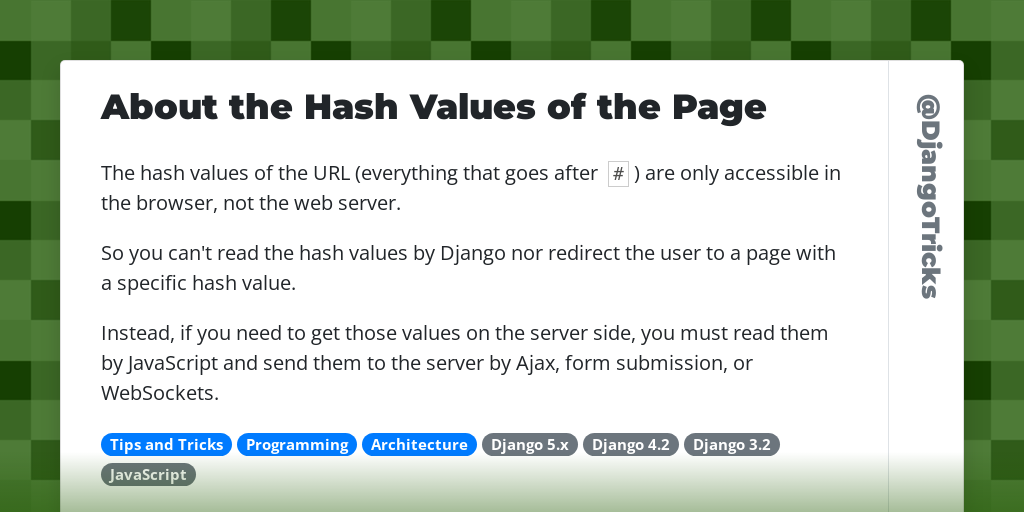 About the Hash Values of the Page