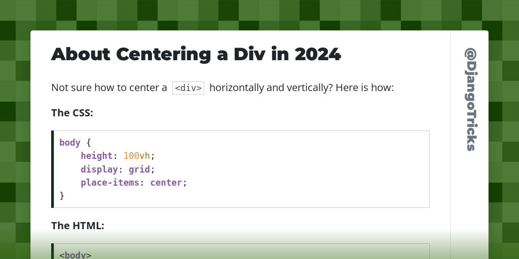 About Centering a Div in 2024