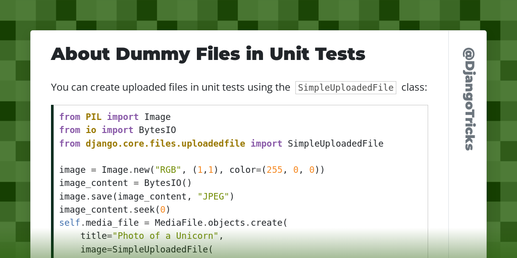  • About Dummy Files in Unit Tests