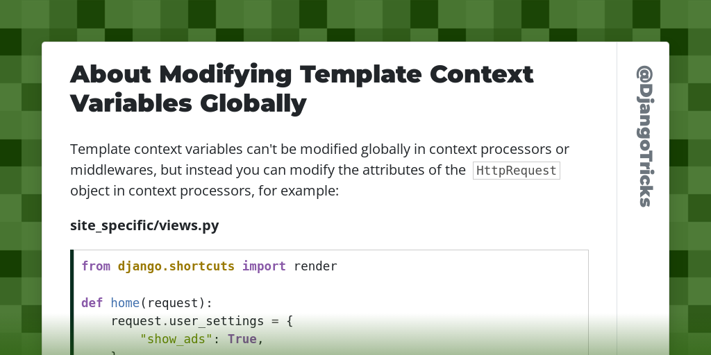 About Modifying Template Context Variables Globally