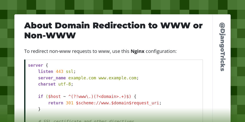 About Domain Redirection to WWW or Non-WWW