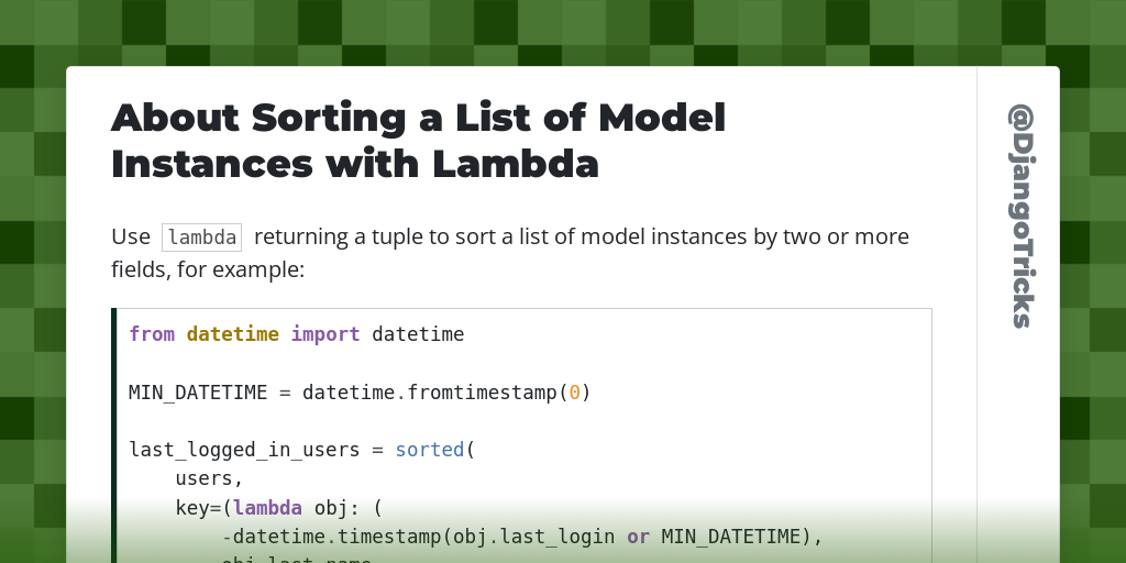 About Sorting a List of Model Instances with Lambda