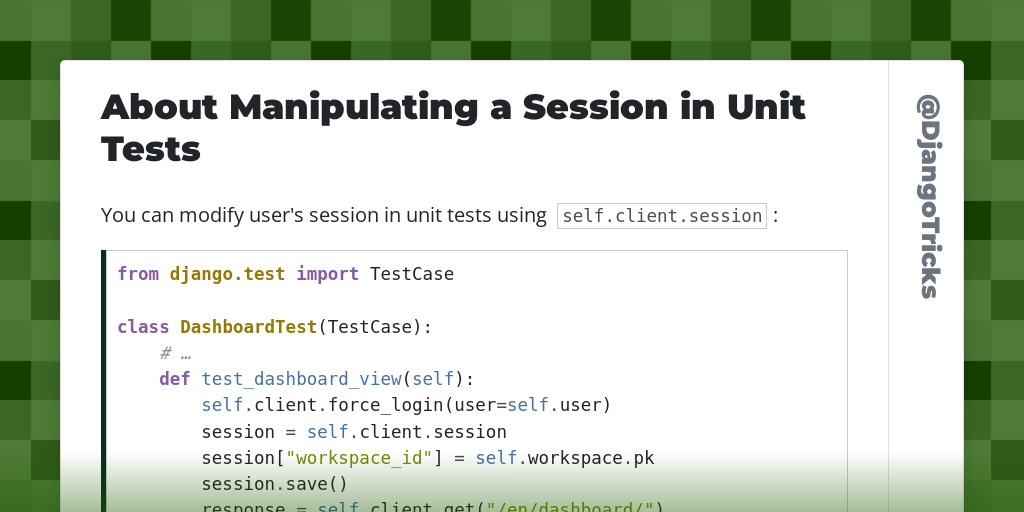 About Manipulating a Session in Unit Tests