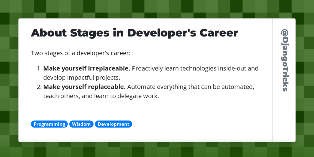  • About Stages in Developer's Career