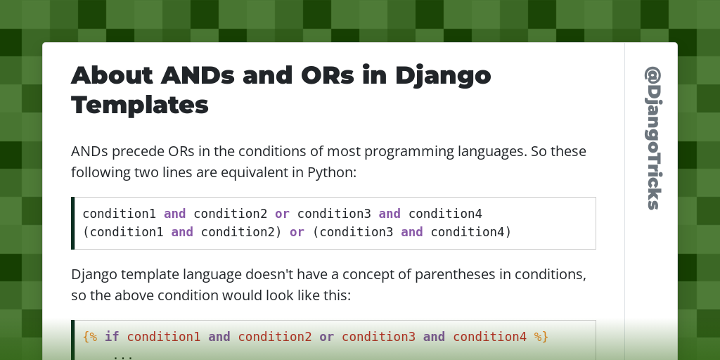 About ANDs and ORs in Django Templates