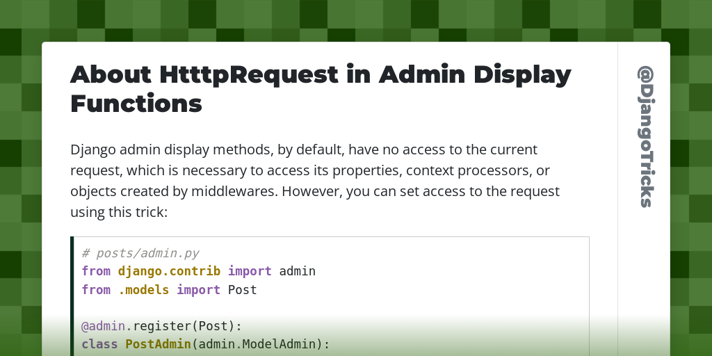 About HtttpRequest in Admin Display Functions