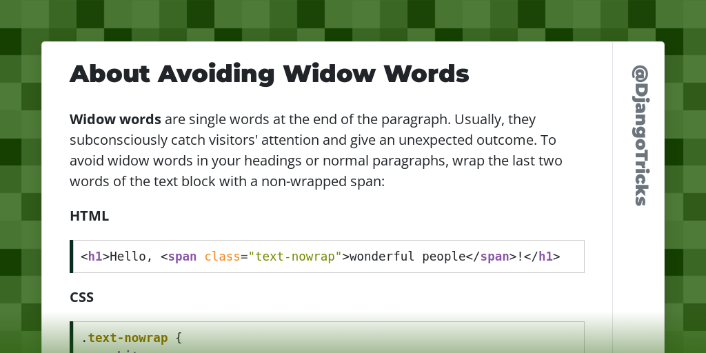 About Avoiding Widow Words