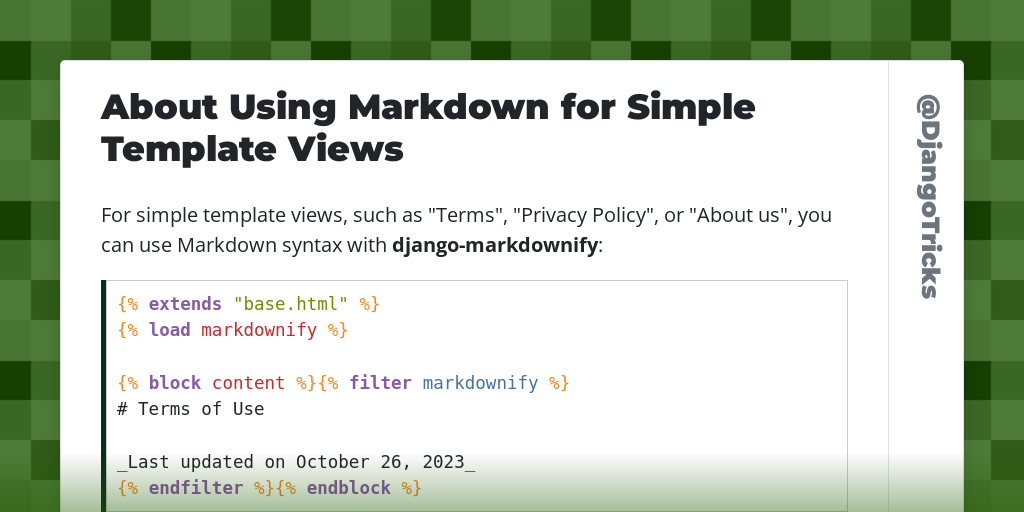  • About Using Markdown for Simple Template Views