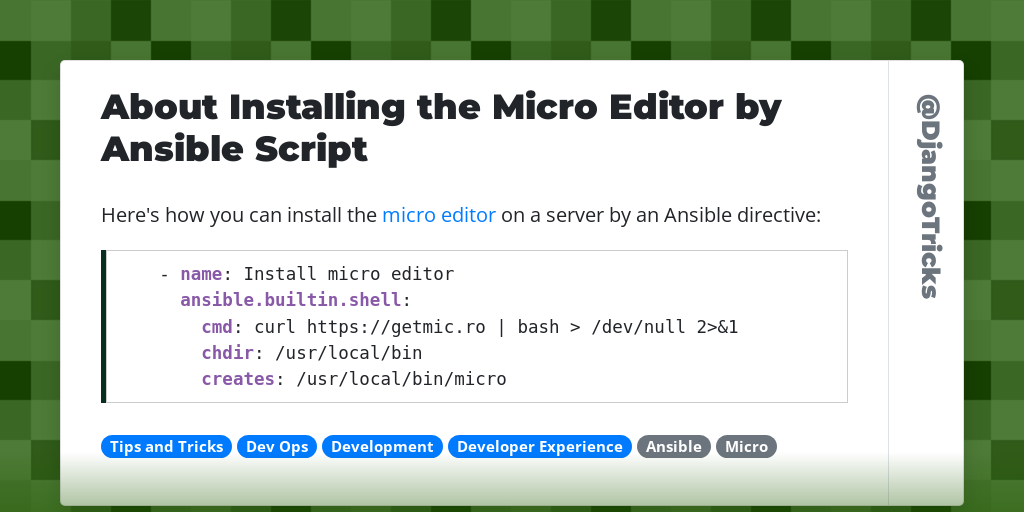 About Installing the Micro Editor by Ansible Script