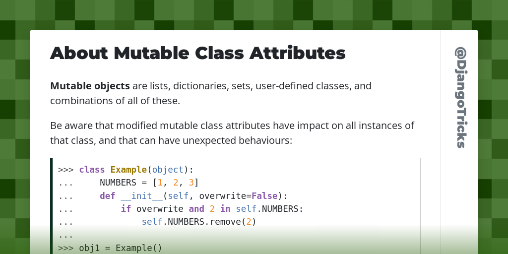 About Mutable Class Attributes