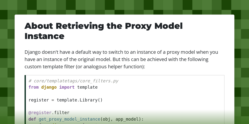  • About Retrieving the Proxy Model Instance