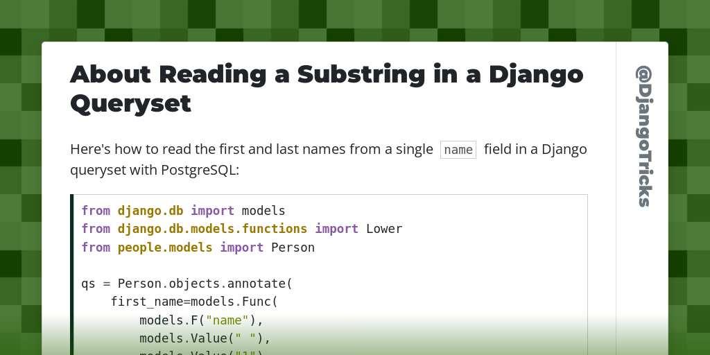 About Reading a Substring in a Django Queryset