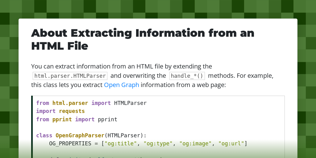 About Extracting Information from an HTML File