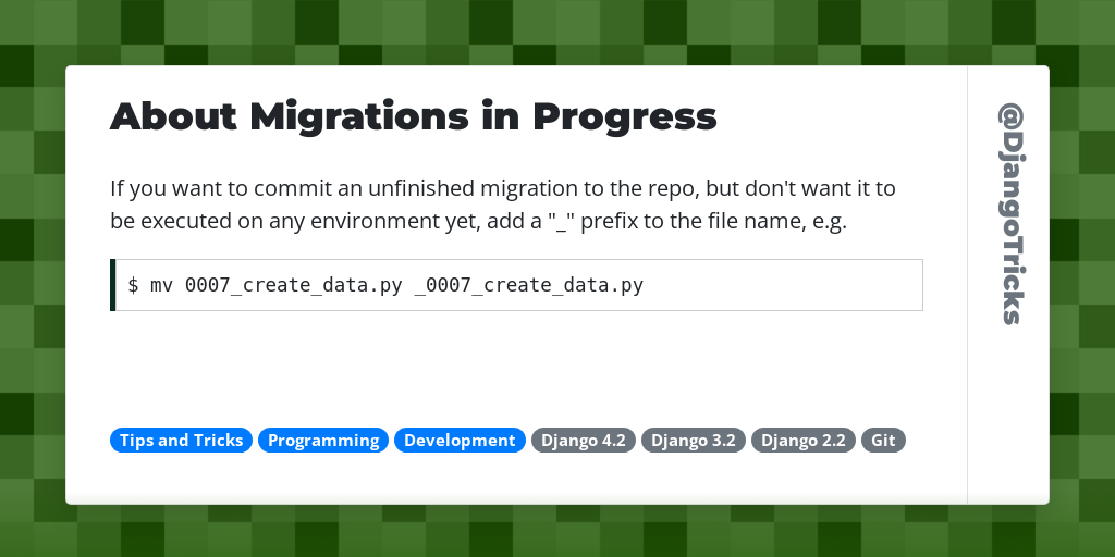 About Migrations in Progress