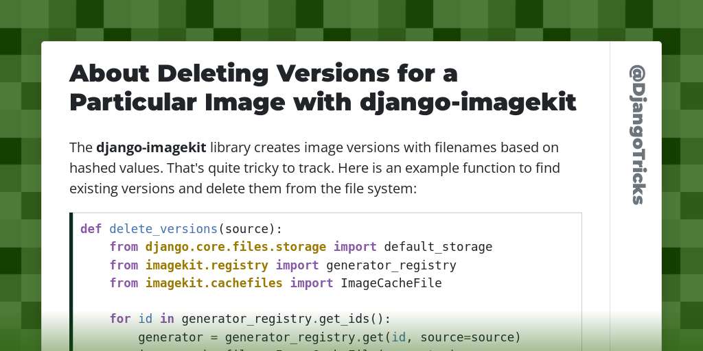 About Deleting Versions for a Particular Image with django-imagekit