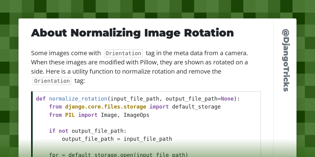 About Normalizing Image Rotation