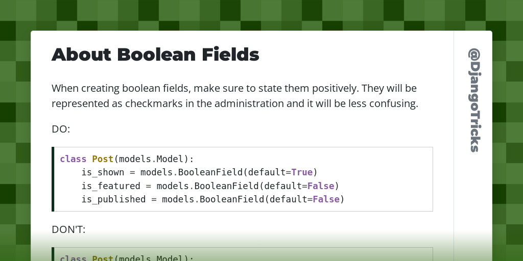 About Boolean Fields