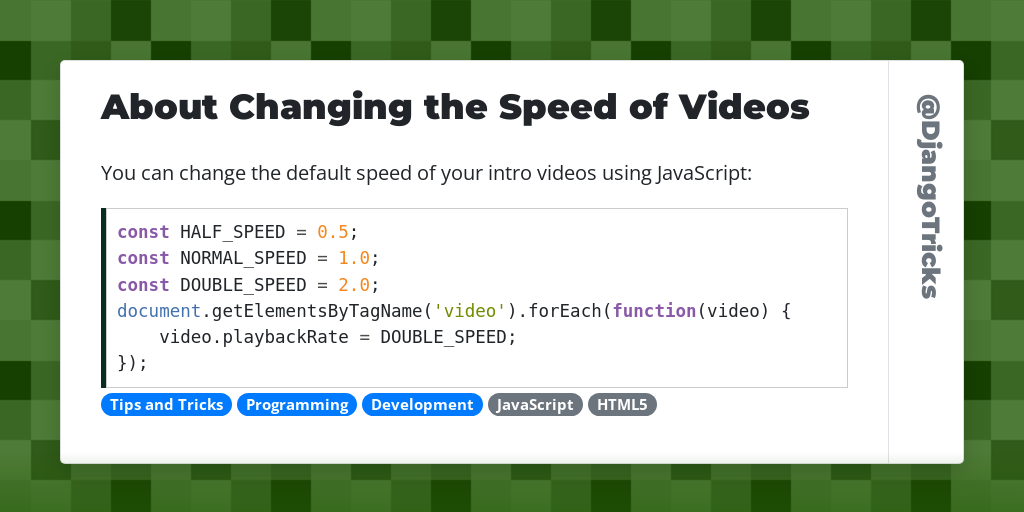 About Changing the Speed of Videos