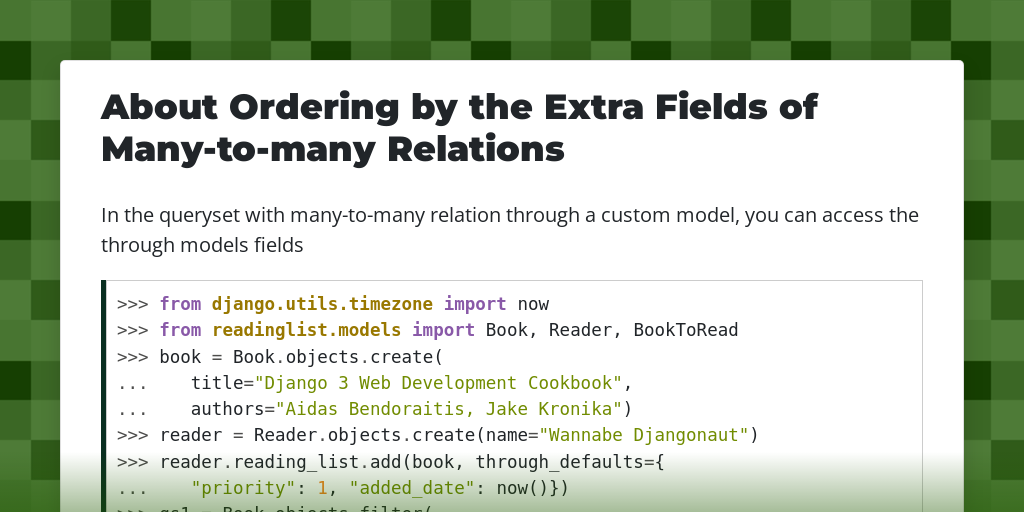 About Ordering by the Extra Fields of Many-to-many Relations