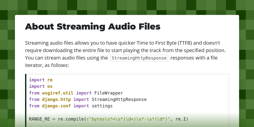 About Streaming Audio Files