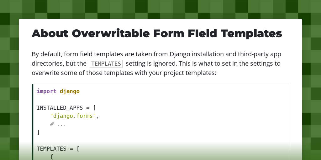 About Overwritable Form FIeld Templates