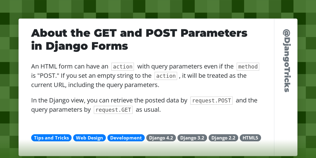 About the GET and POST Parameters in Django Forms