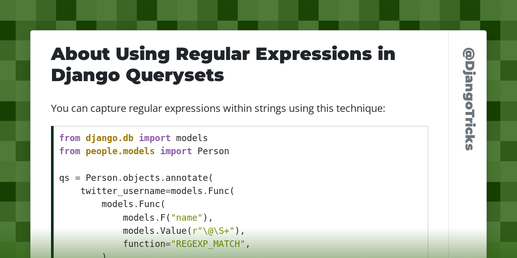 About Using Regular Expressions in Django Querysets