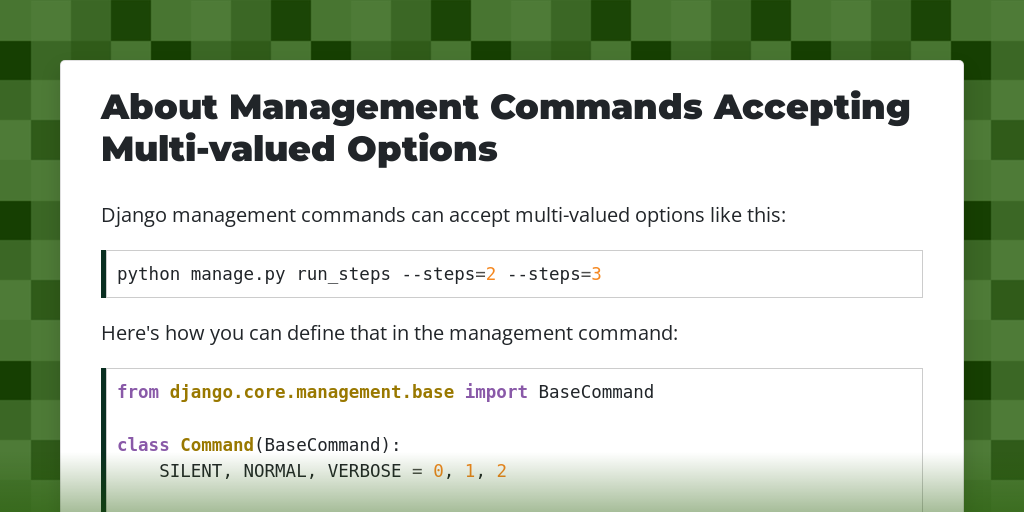 About Management Commands Accepting Multi-valued Options