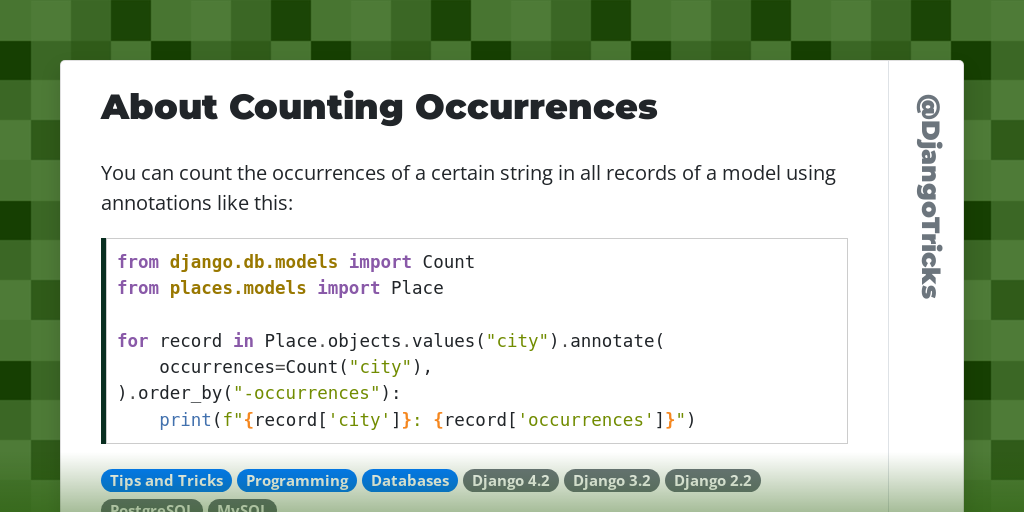 About Counting Occurrences