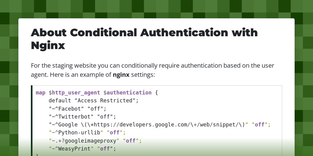 About Conditional Authentication with Nginx