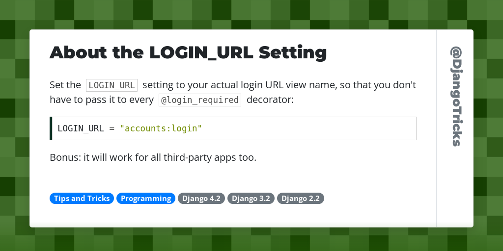 About the LOGIN_URL Setting