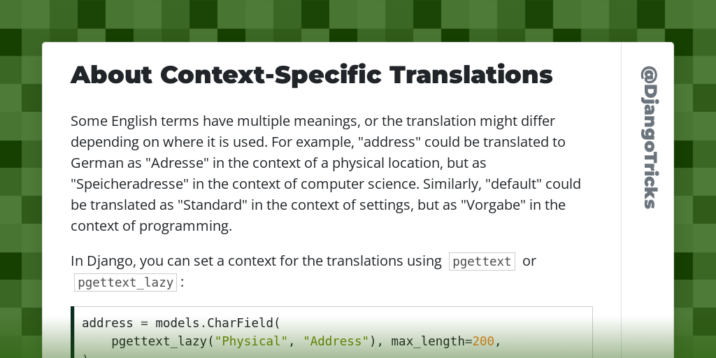 About Context-Specific Translations