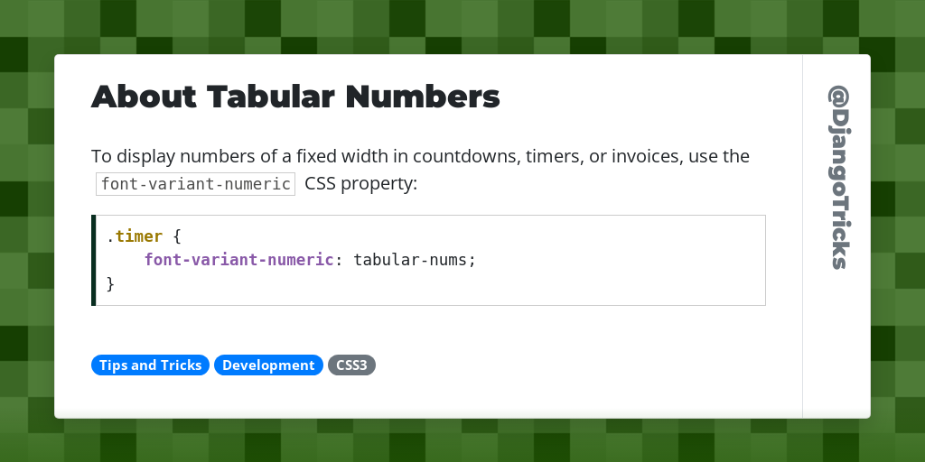 About Tabular Numbers