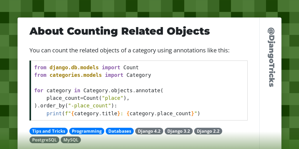 About Counting Related Objects