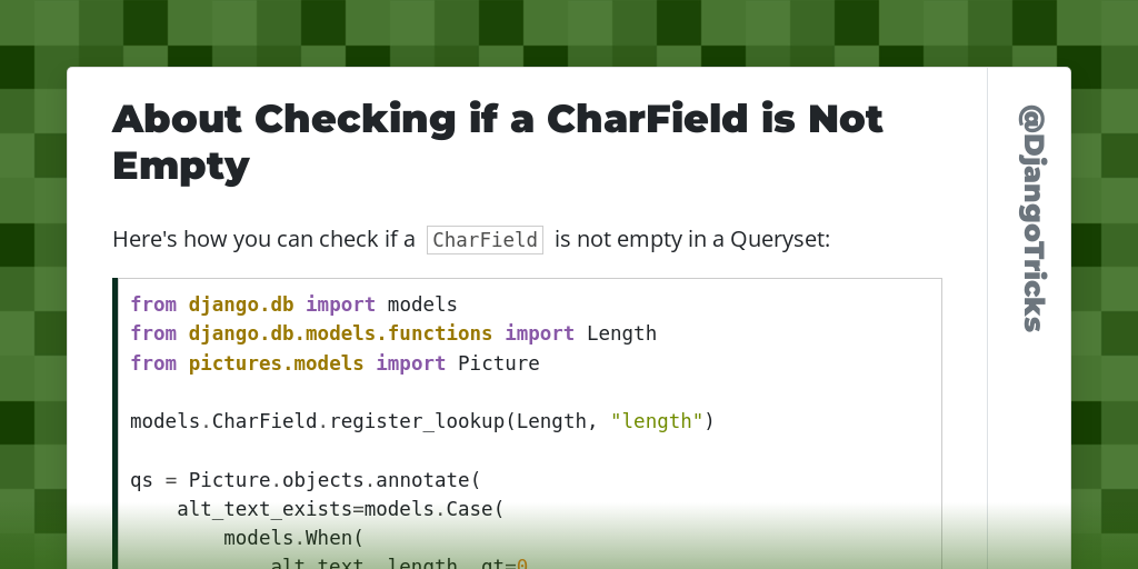 About Checking if a CharField is Not Empty