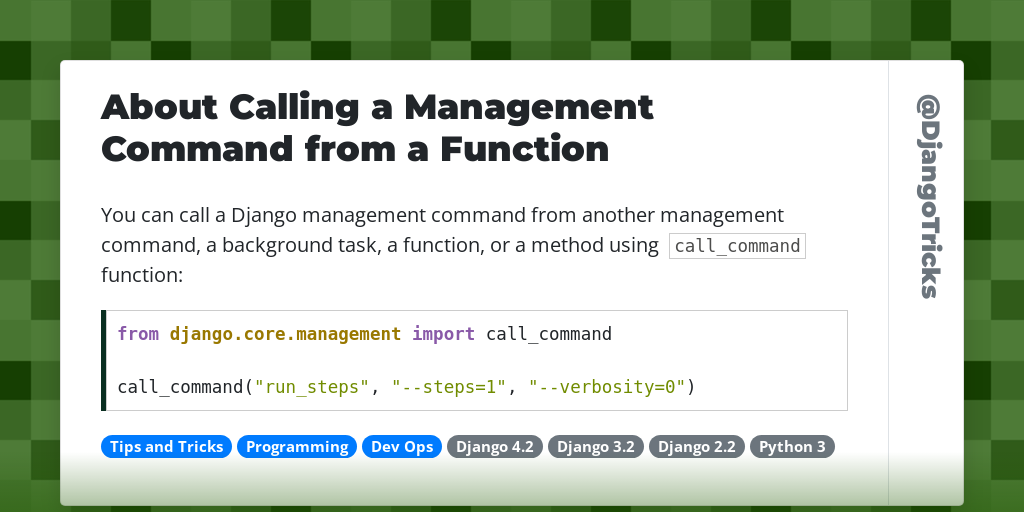 About Calling a Management Command from a Function