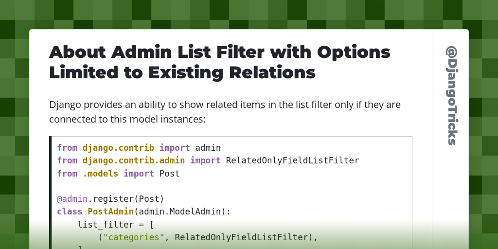 About Admin List Filter with Options Limited to Existing Relations