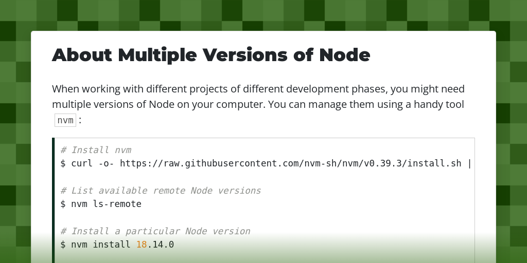 About Multiple Versions of Node