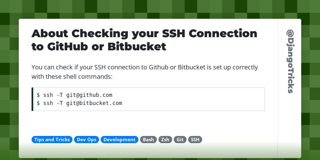 About Checking your SSH Connection to GitHub or Bitbucket