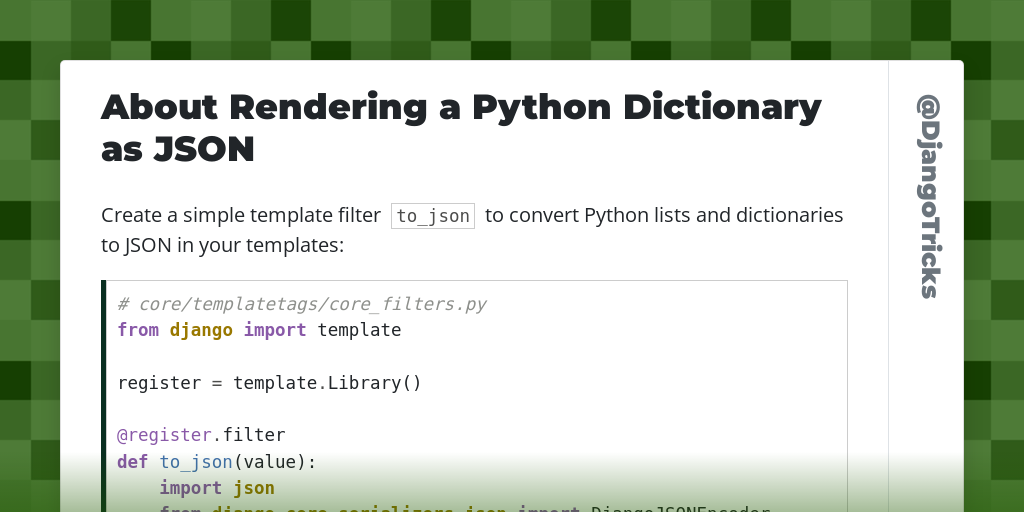 About Rendering a Python Dictionary as JSON